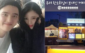 Han So Hee Sends a Sweet Coffee Truck Gift to EXO’s D.O., Fans Love Their Adorable Friendship