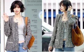 Nana’s Effortlessly Chic Airport Look Steals the Spotlight — Her Luxury Tweed Jacket and Hobo Bag Combo Turns Heads
