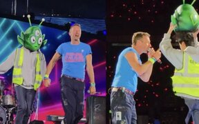 BTS’s Jin surprises fans by dressing as an alien on stage and RM secretly watches from the crowd at Coldplay’s final Korea concert