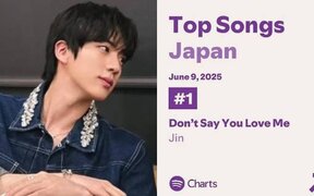 BTS's Jin sweeps Spotify charts with 'Don't Say You Love Me' as it stays No.1 in Korea and Japan