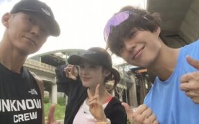 NewJeans' Danielle surprises fans by going on an early morning run with Park Bo Gum and Sean