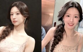 Go Yoon Jung turns heads in a soft pink beaded dress as fans praise her doll like visuals at the awards ceremony