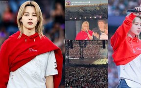 Jimin’s red Dior hoodie becomes a major talking point after the French president shares his BTS performance