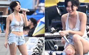 Hwasa shocks fans by finishing Psy’s Summer Swag stage despite bleeding knee injury during performance