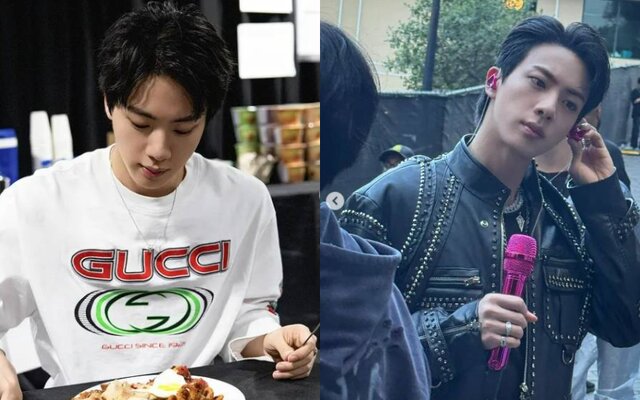 BTS’s Jin melts fans with a waiting room mukbang while wearing a luxury T shirt worth around 1.3 million KRW