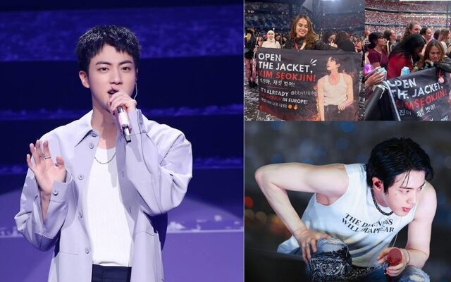 BTS’s Jin removes his jacket after seeing a fan’s bold sign and impresses Germany with powerful live vocals