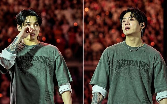 BTS’s Jungkook breaks down in tears during the final Paris concert as he tells ARMY, “I really do not want to leave”