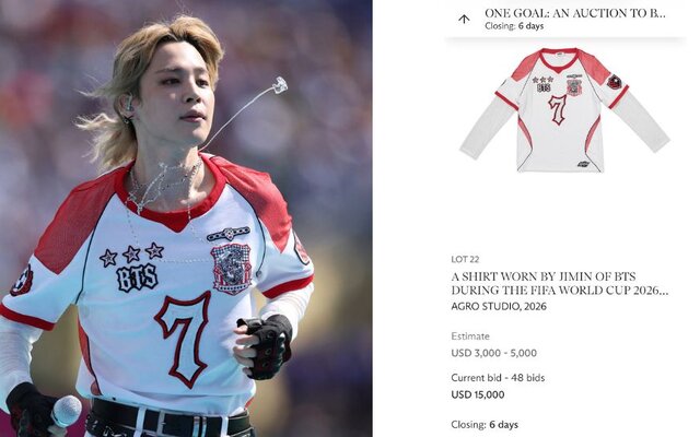 BTS' Jimin's FIFA World Cup halftime show shirt draws huge bidding interest, surpassing Lionel Messi's signed jersey at charity auction