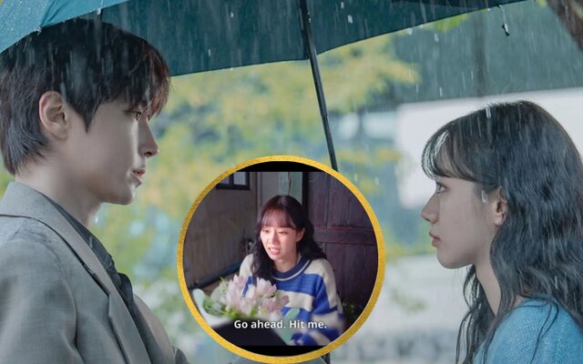 Hwang In Yeop and Lee Hyeri hide together in a bathroom as their emotional reunion romance takes a surprising turn in “Dream to You”