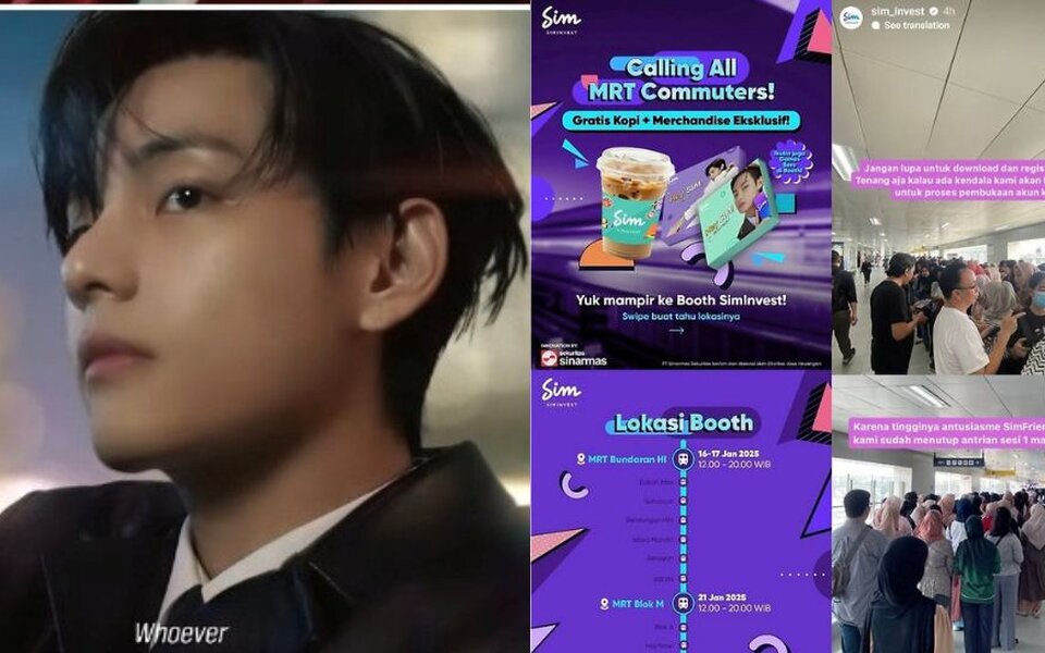 Image for BTS's V Causes MASSIVE Crowd Chaos in Indonesia - Fans Flock to SimInvest Event for Exclusive V Merch