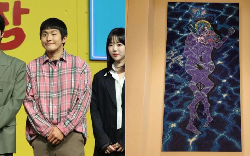 Image for BTS Jin gets a surprising ‘couple nude’ painting from Gian84 — fans are shocked by the unique artwork