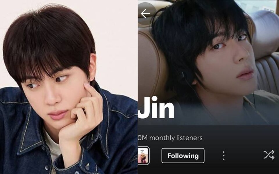 BTS's Jin casually dominates Spotify as his solo songs fly past 3 billion streams worldwide
