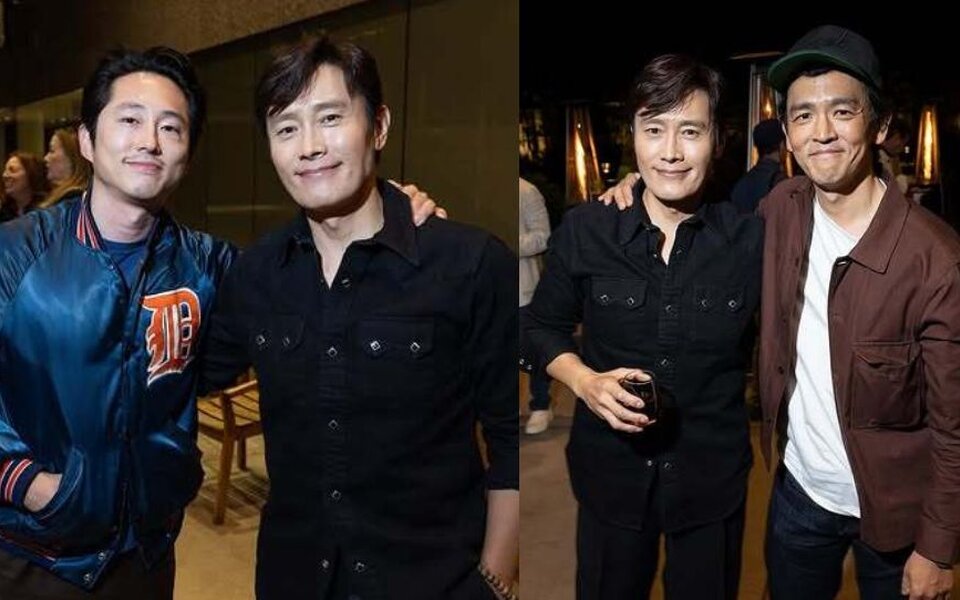 Image for Lee Byung Hun reunites with Korean-American stars Steven Yeun and John Cho in Hollywood during special film screening