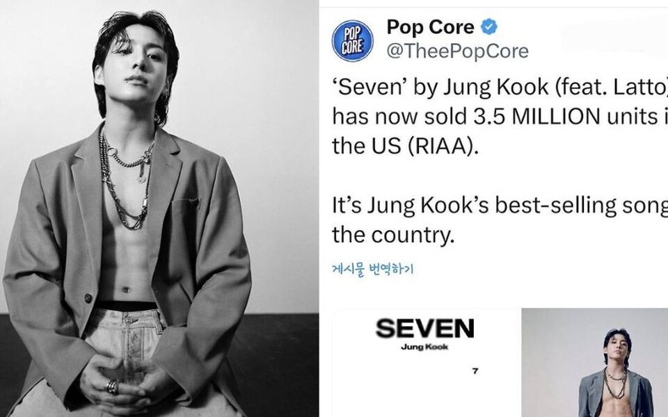 BTS’s Jungkook breaks major record as Seven surpasses 3.5 million US sales and continues strong global chart success