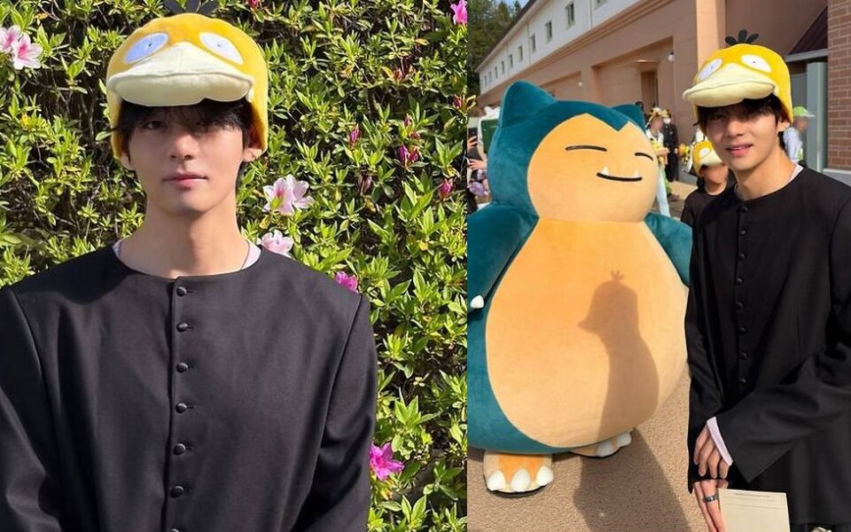 Image for BTS V shows playful side in Japan with Pokémon theme park visit and fun photos in Psyduck hat