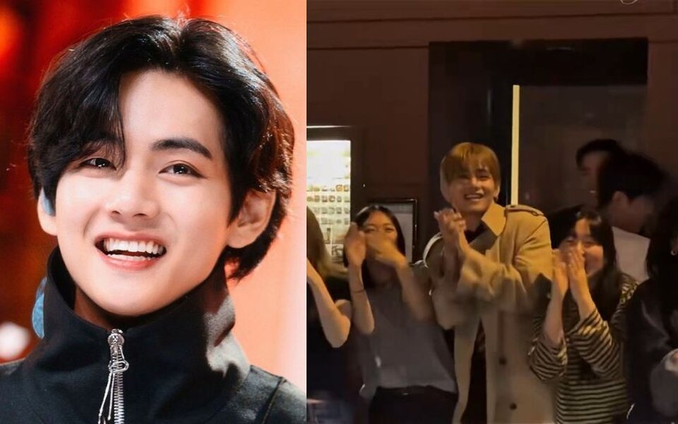 BTS V charms fans in Paris with sweet fan service as he smiles, makes a big heart, and enjoys the crowd after Celine show