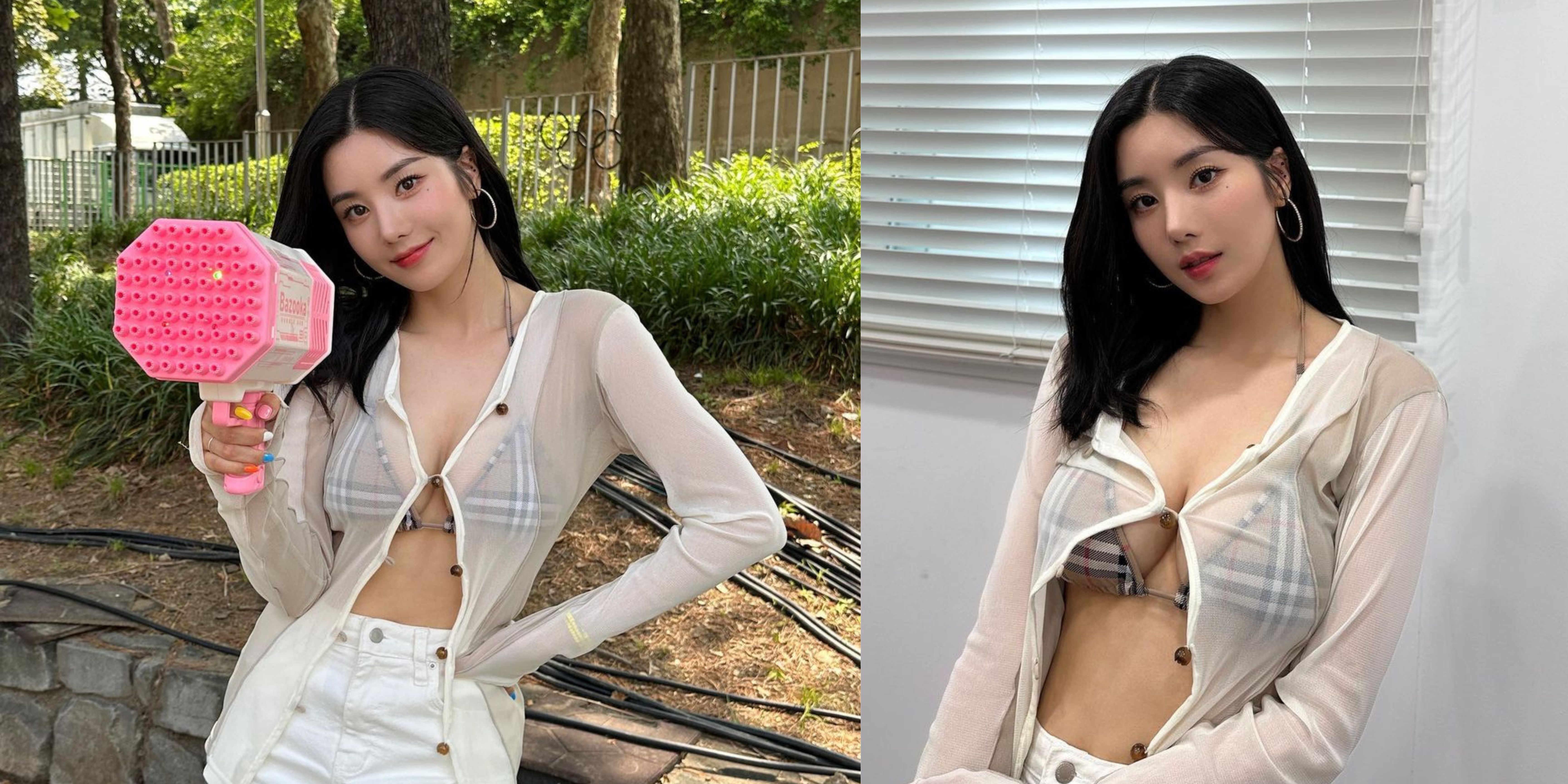 "Girl, you got this!" Kwon Eun Bi slays her cardigan see-through in recent photos