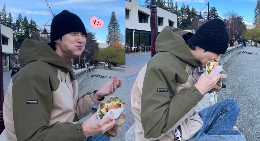 Image for Byeon Woo Seok Takes a Break Overseas, Spotted Enjoying a Huge Burger by the Beach
