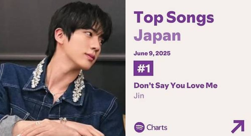 BTS's Jin sweeps Spotify charts with 'Don't Say You Love Me' as it stays No.1 in Korea and Japan